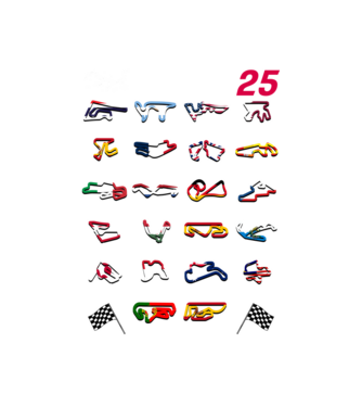 MOTOGP 25 CALENDAR fekete alapra minta fehér pólón