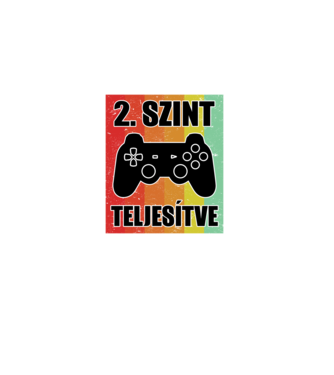 2 szint teljesítve retro gamer minta fekete pólón