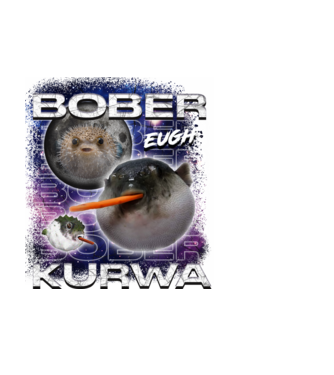 NEMBóber Kurwa pufferfish minta fehér pólón