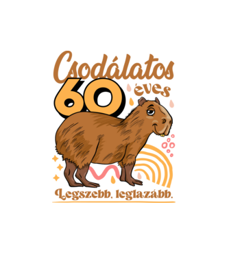 Capybara 60 éves minta fehér pólón