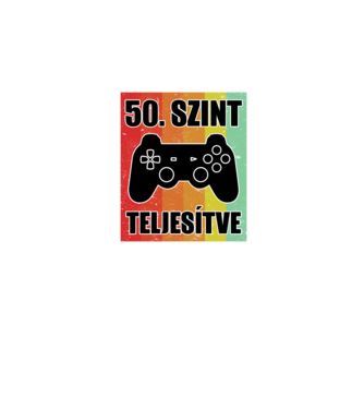 50 szint teljesítve retro gamer minta fekete pólón