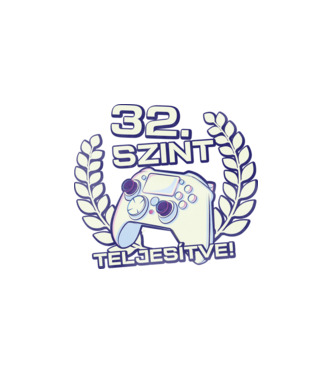 32. szint teljesítve minta fehér pólón