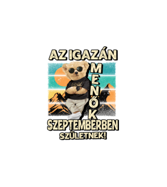 Retro Menő Mackó szülinapos SZEPTEMBER minta fehér pólón