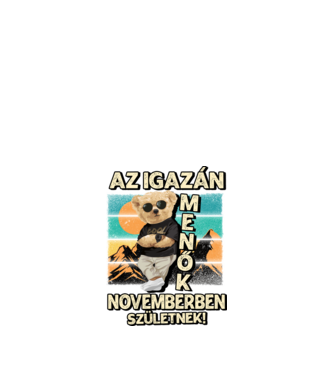 Retro Menő Mackó szülinapos NOVEMBER minta fekete pólón