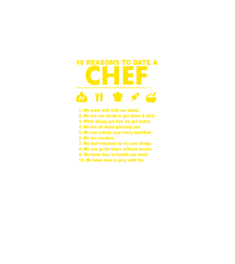 10 reasons to date a chef minta sötétszürke pólón