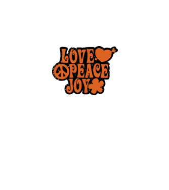 Love Peace Joy minta szürke/fekete pólón