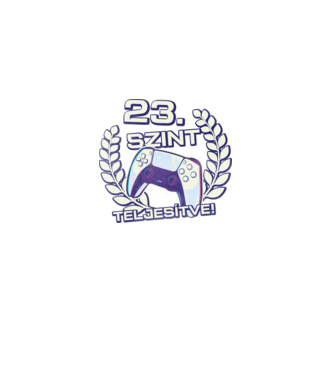 23. szint teljesítve PS5 v2 minta fekete pólón