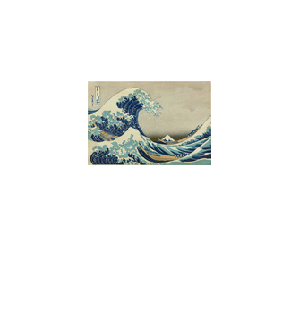 Great Wave of Kanagawa Szájmaszk minta fehér pólón