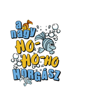 Nagy Ho Ho Ho horgász minta fekete pólón