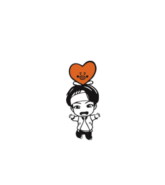 BTS CHIBI szívvel minta fehér pólón