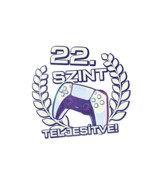 22. szint teljesítve PS5 v2 minta fehér pólón