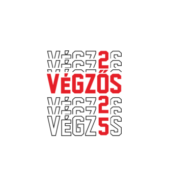 VÉGZŐS 2025 fekete minta fehér pólón