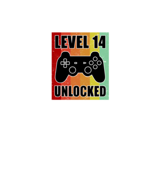 level 14 unlocked retro gamer minta fekete pólón