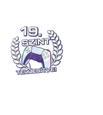19. szint teljesítve PS5 v2 minta fekete pólón
