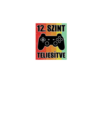 12 szint teljesítve retro gamer minta türkiz pólón