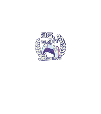 35. szint teljesítve PS5 v2 minta fekete pólón