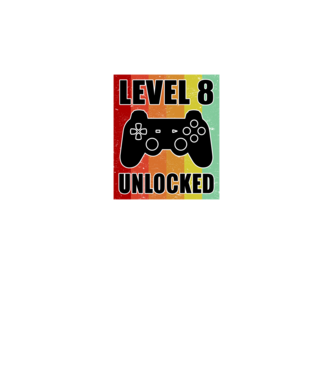 level 8 unlocked retro gamer minta fekete pólón