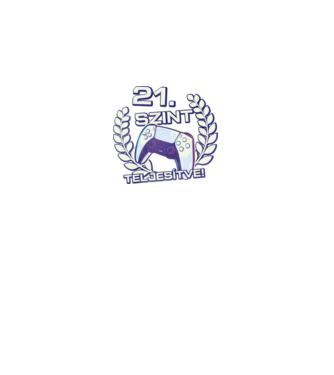 21. szint teljesítve PS5 v2 minta fekete pólón