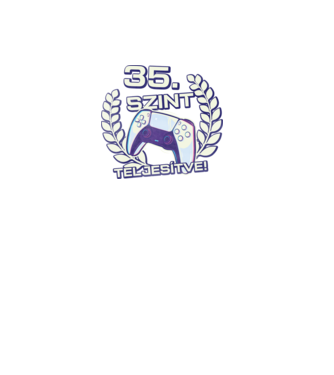 35. szint teljesítve PS5 v2 minta fekete pólón