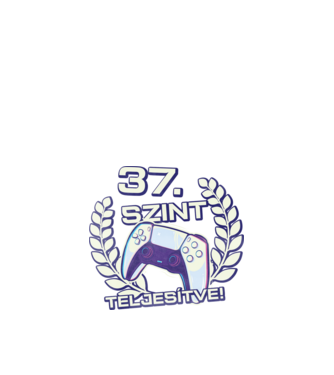 37. szint teljesítve PS5 v2 minta fekete pólón