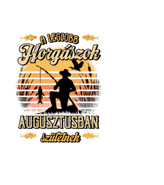Születésnapos Horgász AUGUSZTUS minta fekete pólón
