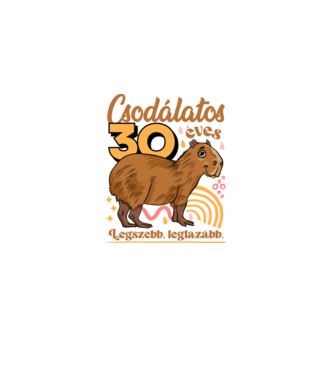 Capybara 30 éves minta fehér pólón