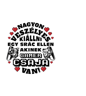 Veszélyes gamer szerelem srác fekete szöveg minta fehér pólón