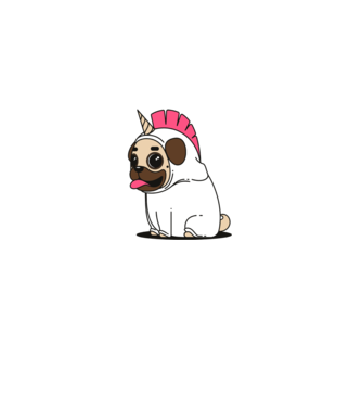 Pug Unicorn minta szürke pólón