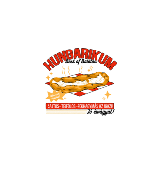 Lángos Hungarikum minta fehér pólón