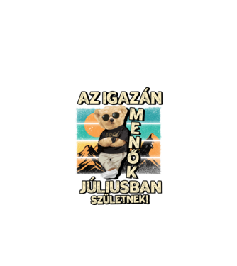 Retro Menő Mackó szülinapos JÚLIUS minta fekete pólón
