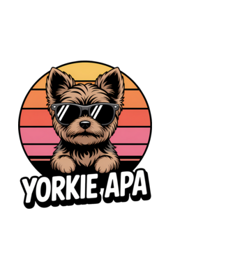 Yorkie Apa minta világoskék pólón