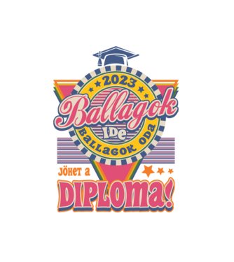 Ballagok ide oda diploma minta fehér pólón
