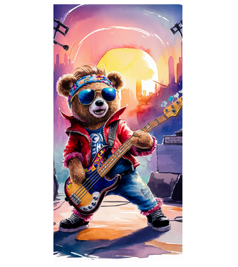 Menő Gitáros Teddy minta fehér pólón