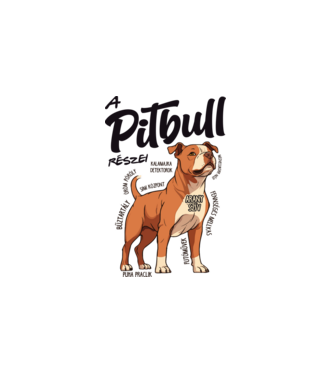 A pitbull részei minta fehér pólón
