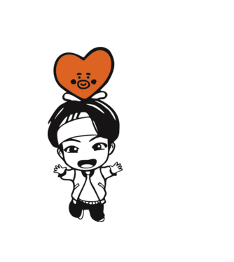 BTS CHIBI szívvel minta világoskék pólón