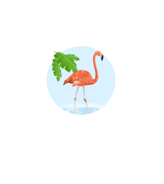 Flamingó  minta sötétkék pólón