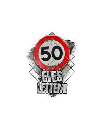 Speedlimit 50 éves fehérre minta fehér pólón