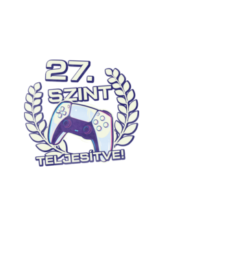 27. szint teljesítve PS5 v2 minta fehér pólón
