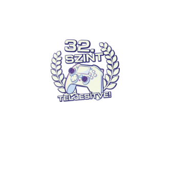32. szint teljesítve minta fekete pólón