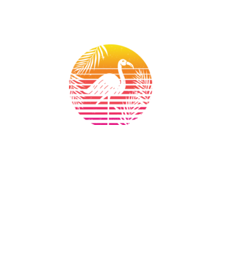 Retro flamingo sunset minta fekete pólón