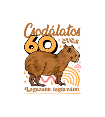 Capybara 60 éves minta fehér pólón