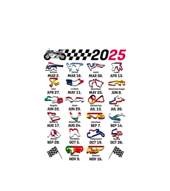MOTOGP 25 CALENDAR fehér alapra minta fehér pólón