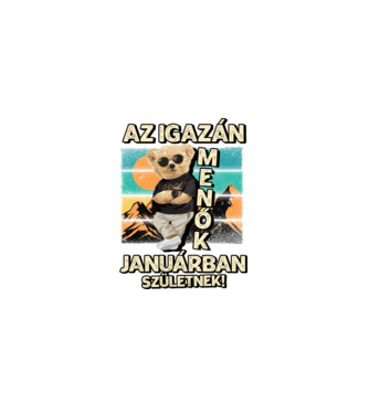 Retro Menő Mackó szülinapos JANUÁR minta fekete pólón