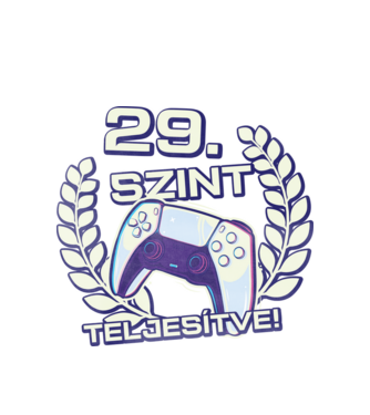 29. szint teljesítve PS5 v2 minta fehér pólón