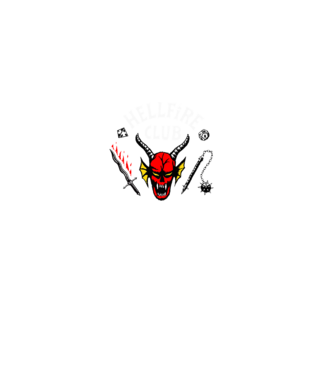 Hellfire club fehér felirat minta fekete pólón