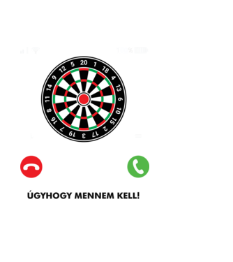 Hív a darts mennem kell minta fekete pólón