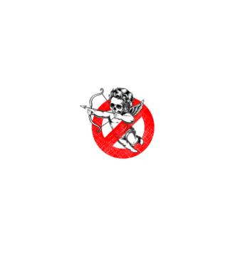 Anti Valentines Club fehér minta fekete pólón