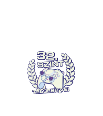 32. szint teljesítve minta fekete pólón