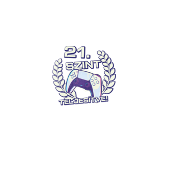 21. szint teljesítve PS5 v2 minta fekete pólón