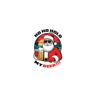 Ho Ho Hold My Beer karácsonyi fehér pólóra minta homokszín pólón